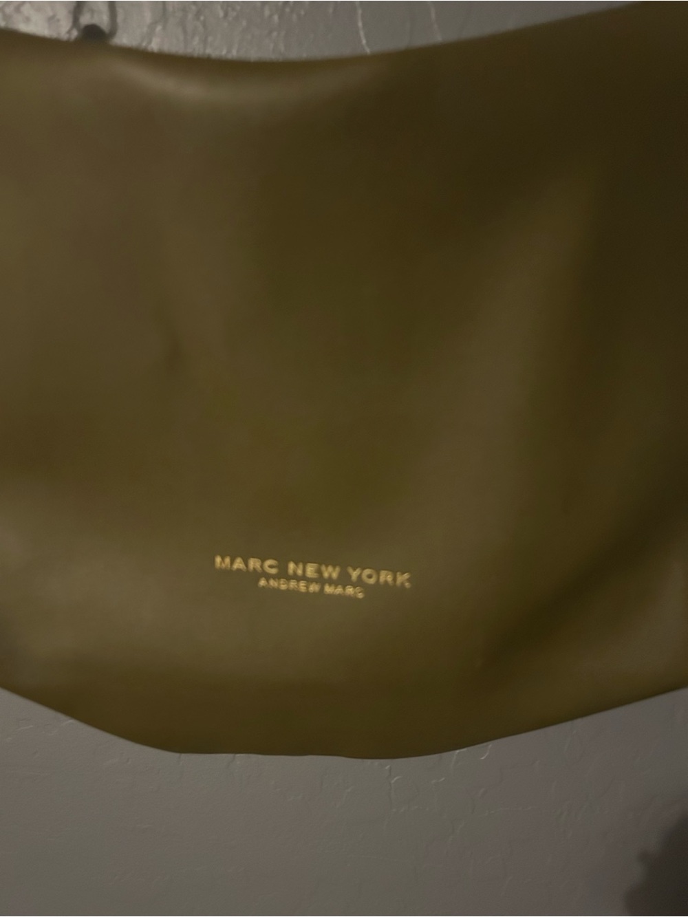 Marc New York Olive Green Leather Messenger Bag with Gold Logo